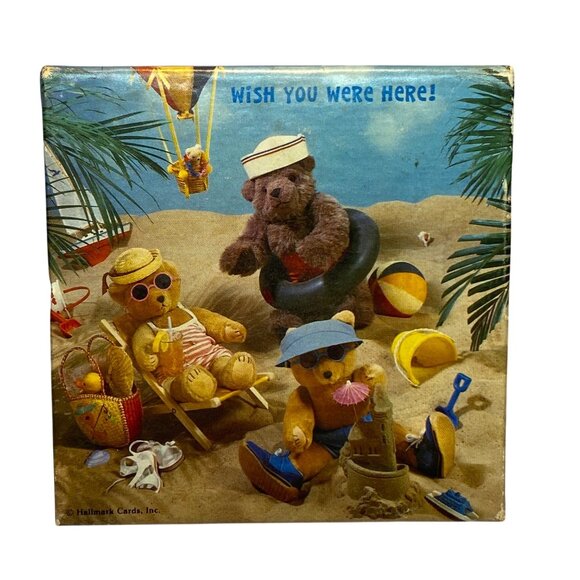 Vintage Springbok "The Beach Bears" Mini Jigsaw Puzzle 7" x 7" Hallmark Cards - Picture 1 of 7